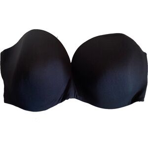 40DDD Maidenform Strapless Black Bra Underwire Satin Smooth Padded Cups